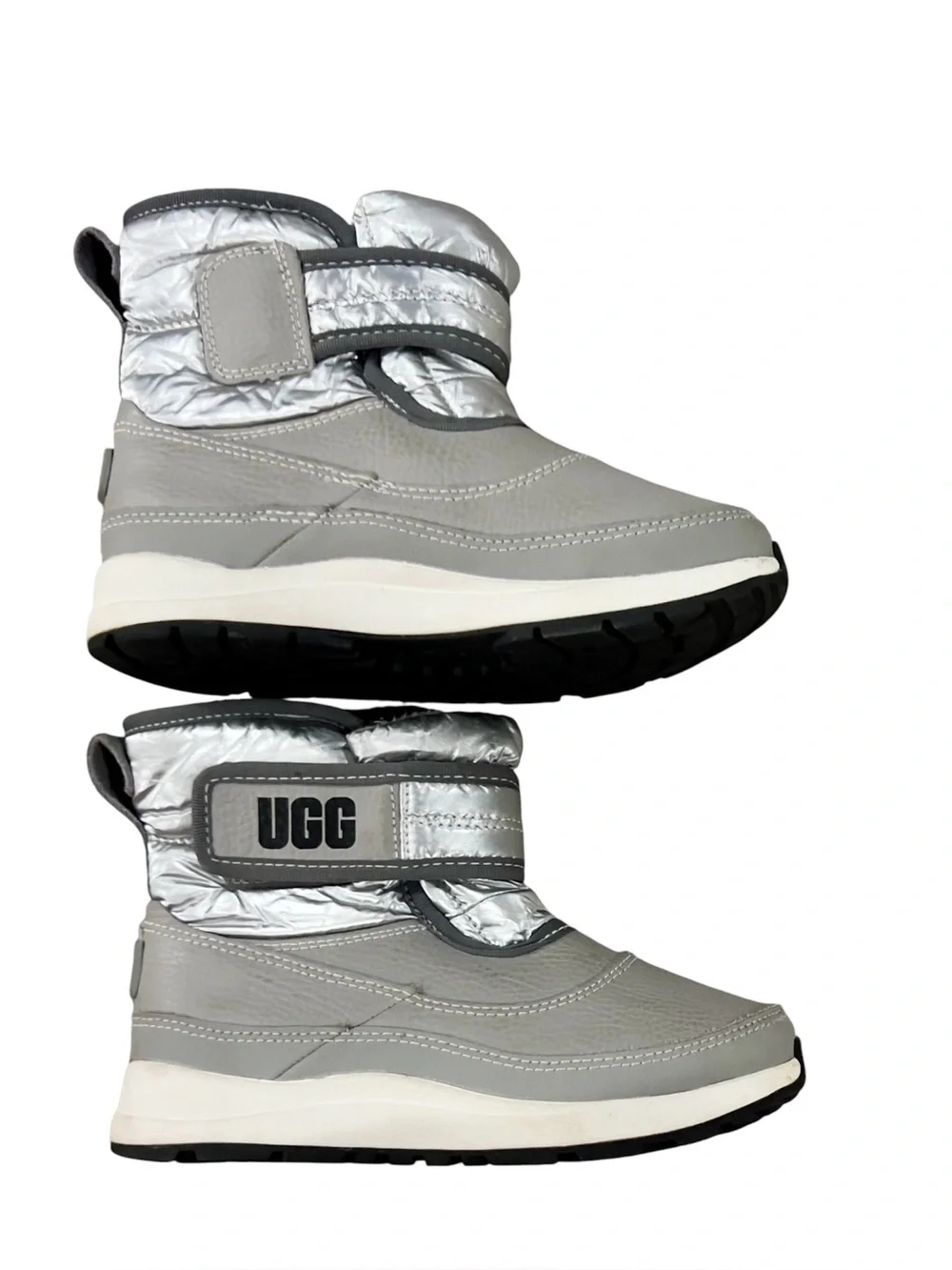 NWOT UGG Kids Taney Weather Waterproof Snow Boots Metallic Silver Grey Size 11